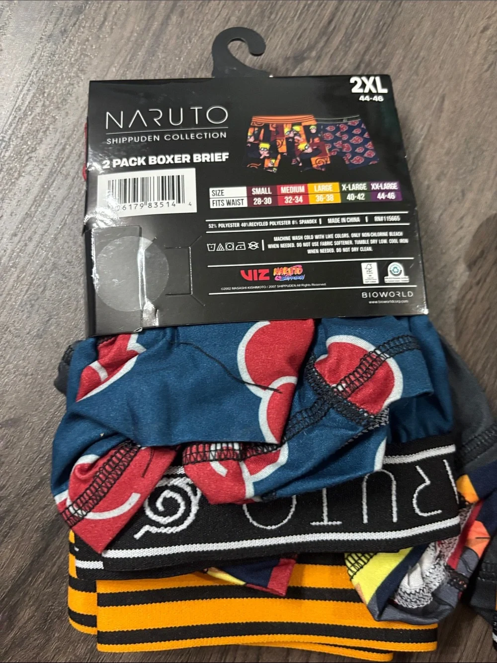 Naruto Shippuden Men's Boxer Briefs 2 packs- 4 Total pair!  Size 2XL! BRAND NEW!